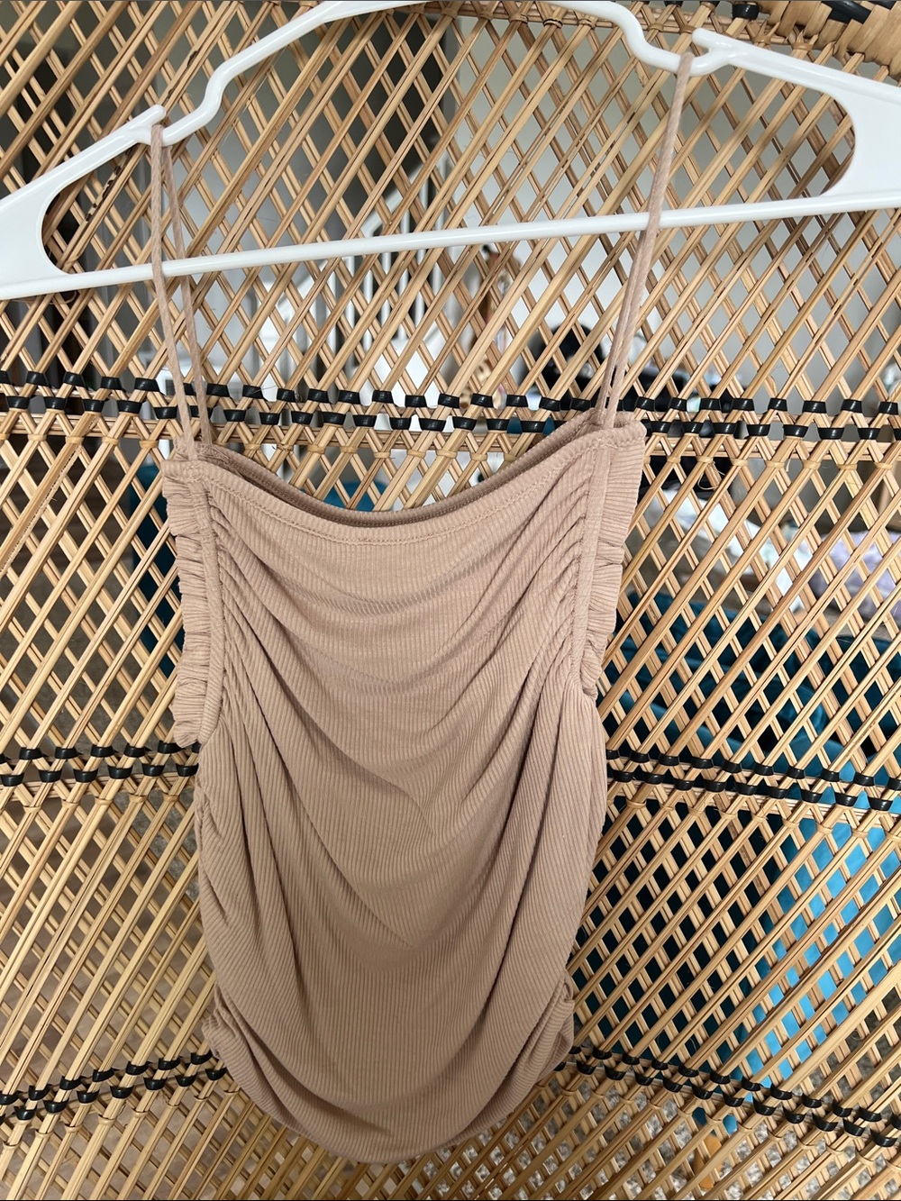Super down Taupe Ribbed Top - Picture 2 of 3
